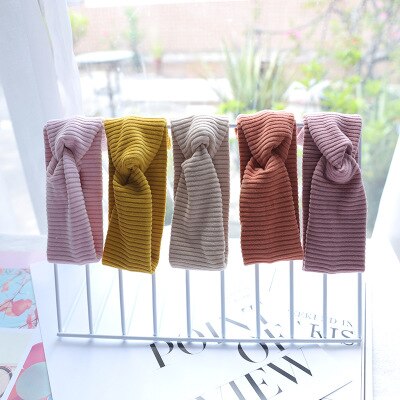 Einfarbig Baby Stirnband Herbst Winter Mädchen freundlicher Twist Knoten Haar Band betroffen Baumwolle Elastische Baby Mädchen Stirnbänder Haar Zubehör