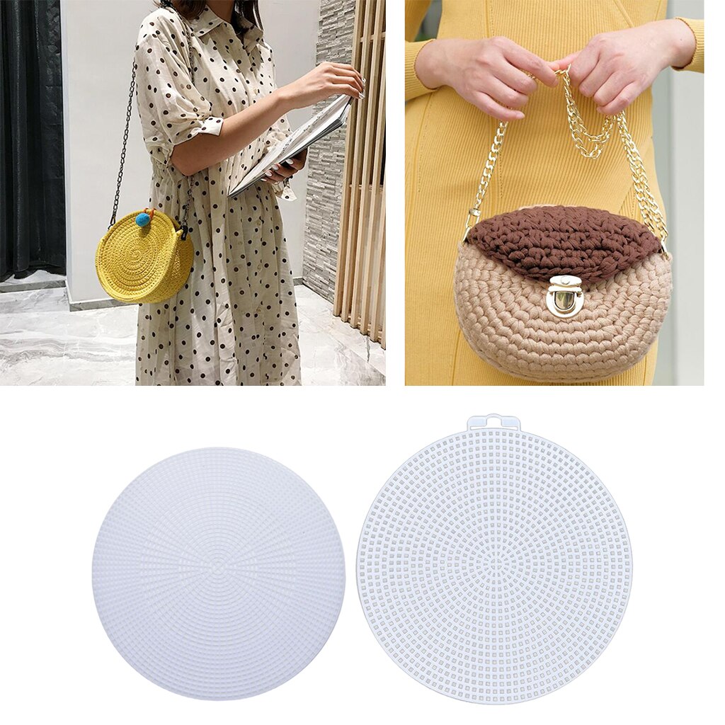 10 Pcs Transparent Plastic Canvas Net Shapes Round Grid Sheet Kit for Sewing DIY