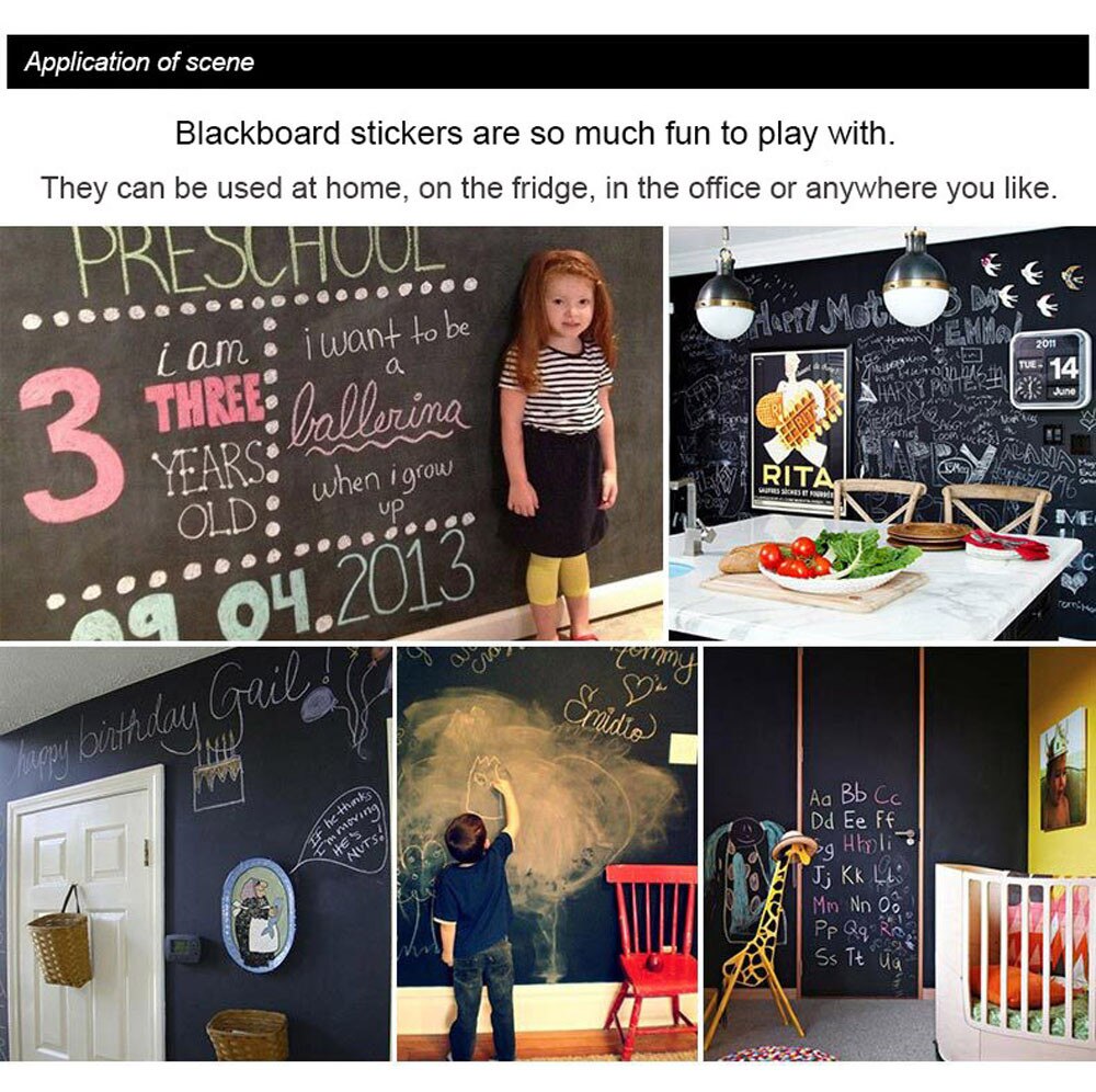 Blackboard Vinyl Peel and Stick Self Adhesive Chalkboard Wall Sticker Draw Decor Mural Decals Remove Blackboard Tools