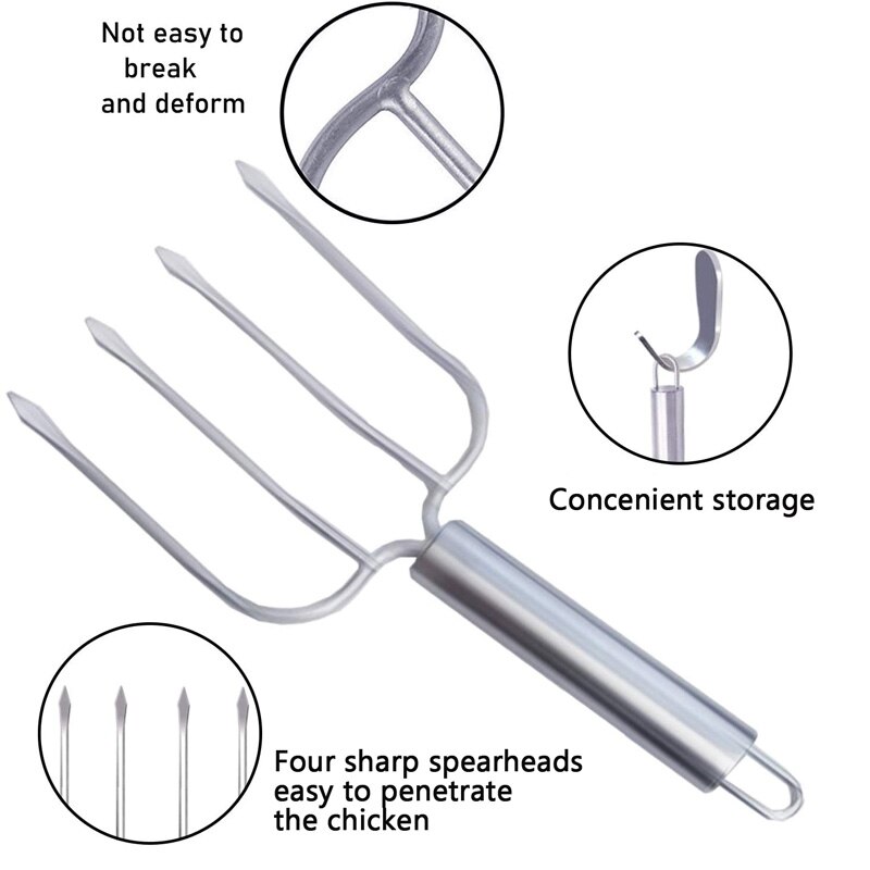 Stainless Steel Multi-Head Turkey Spit Grilling Utensils Barbecue Spit Large Barbecue Spit Kitchen Cooking Tools