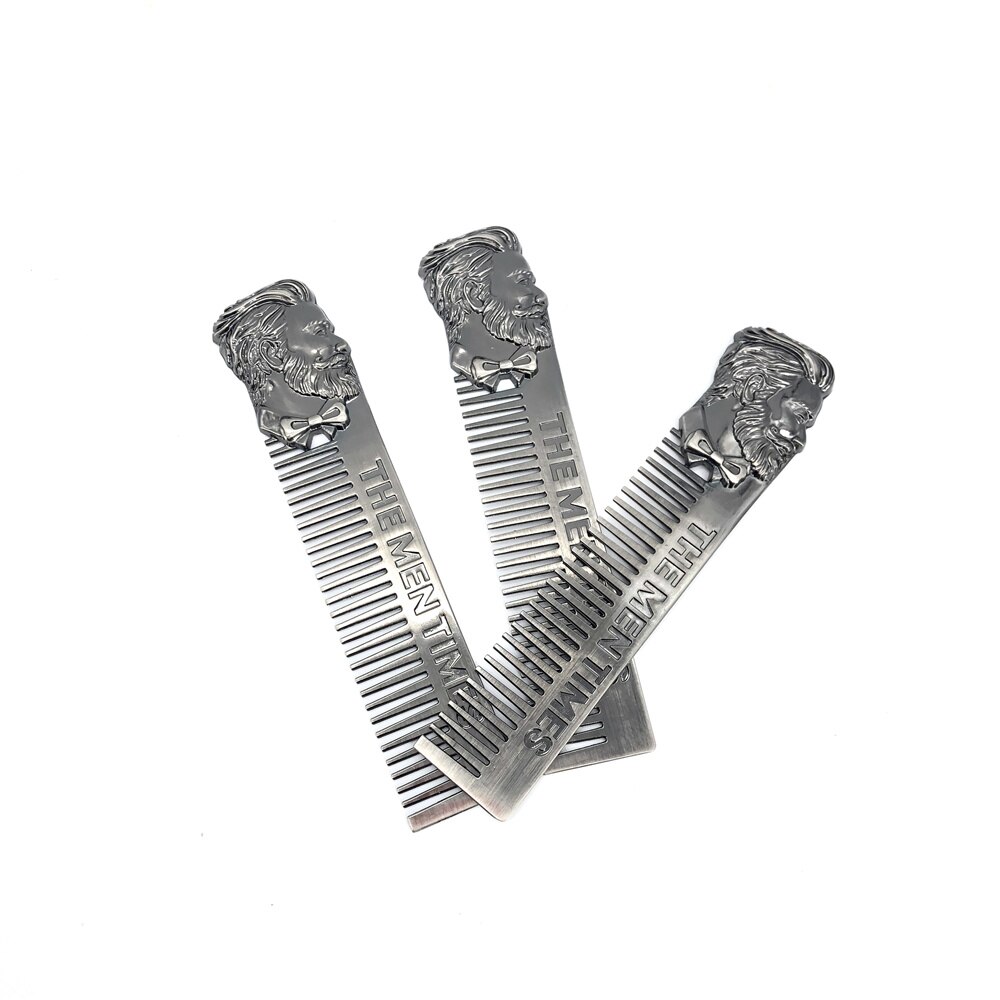 Plantilla para dar forma a la barba para hombre, peine de acero inoxidable, herramienta para recortar el pelo, de