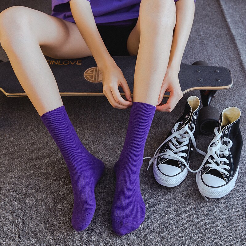 Rüschen Skateboard socken frauen streetwear frau calcetines de la mujer skarpetki kobieta skarpety Socke weiß regenbogen baumwolle können