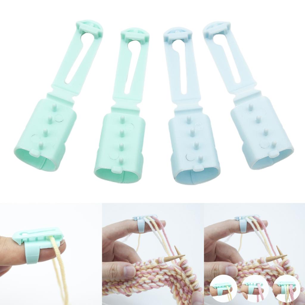 4 stykker strikke fingerbøl 3 garn guider strikking flettet knoke jacquard assistent verktøy