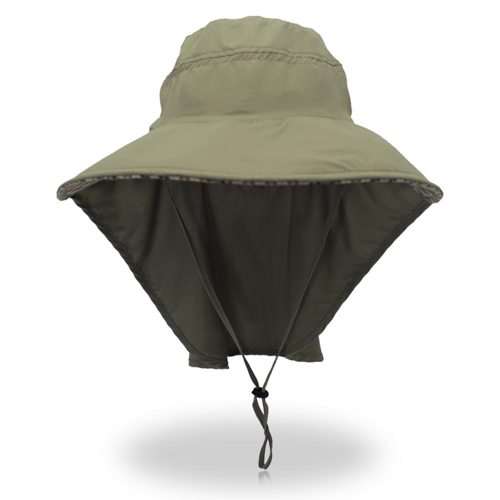 Outdoor Mannen Vrouwen Grote Ronde Rand Zon Blok Sneldrogend Vissen Hoeden Zomer Zon Cap Voor Travel Bergbeklimmen Emmer hoed: Army Green