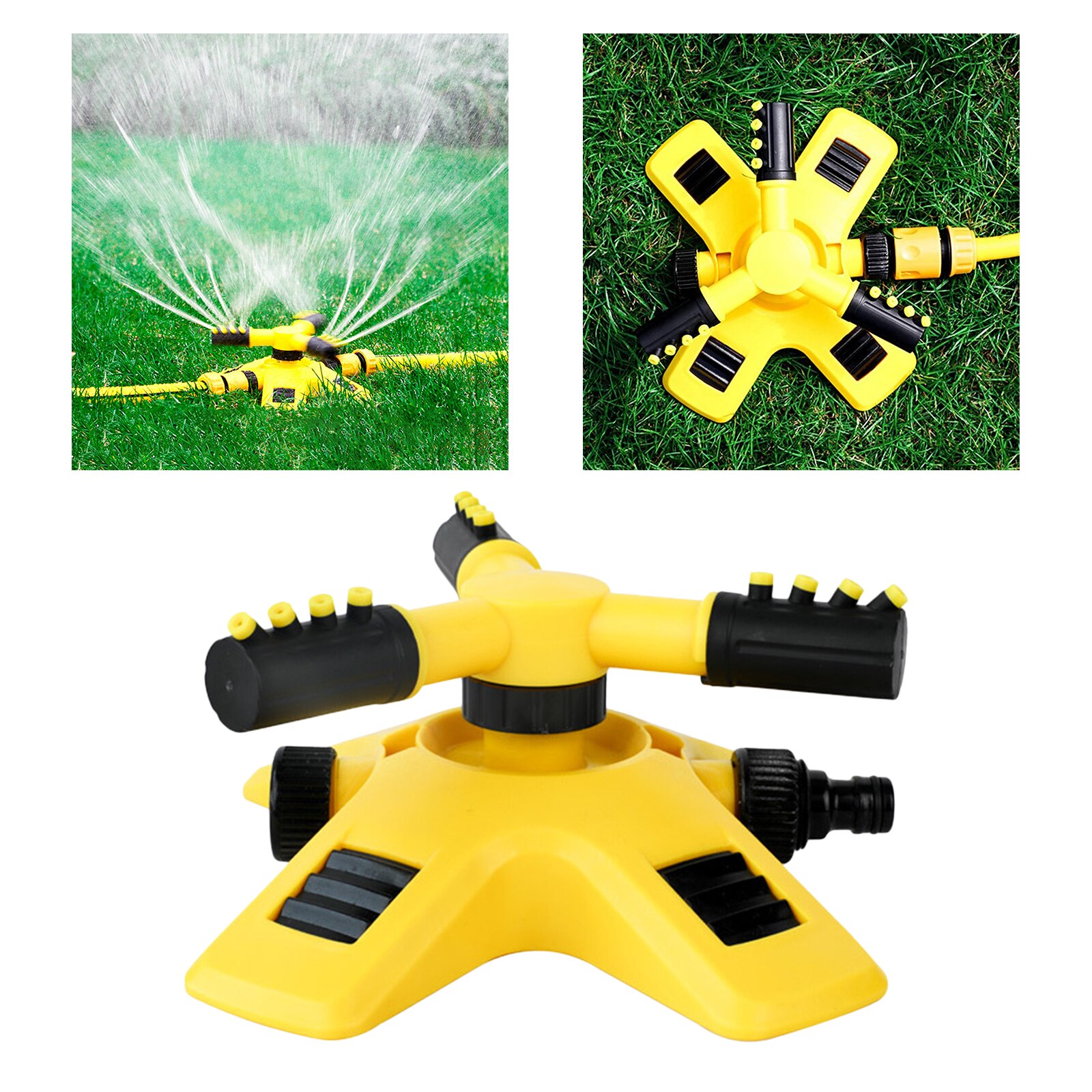 Garden Sprinklers, 360° Rotation 3-Arm Automatic Lawn Sprinklers Water Sprinkler Sprayer for Lawn Flowerbed Greenhouse