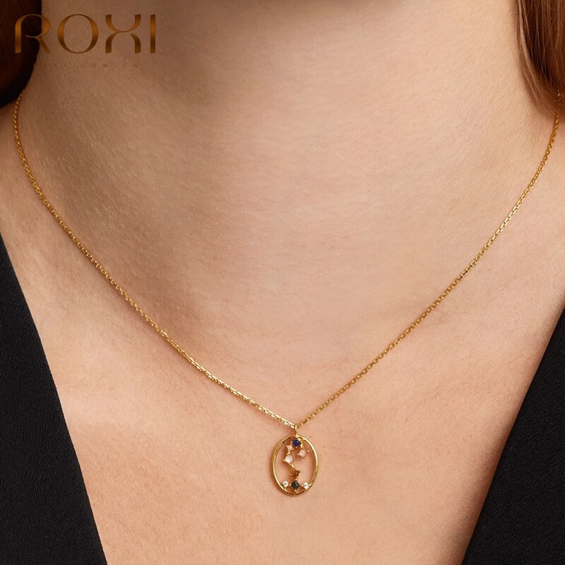 ROXI 12 costellazioni pendenti collane per donna argento Sterling 925 pendenti con collane in oro gioielli da donna a catena lunga girocollo