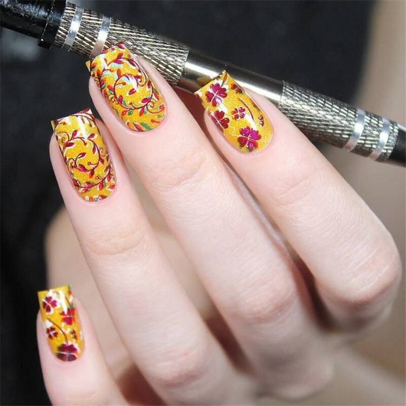 Né joli été fruits ongles estampage modèle fleur jus boissons ligne laisser modèle bricolage Nail Art Image plaques