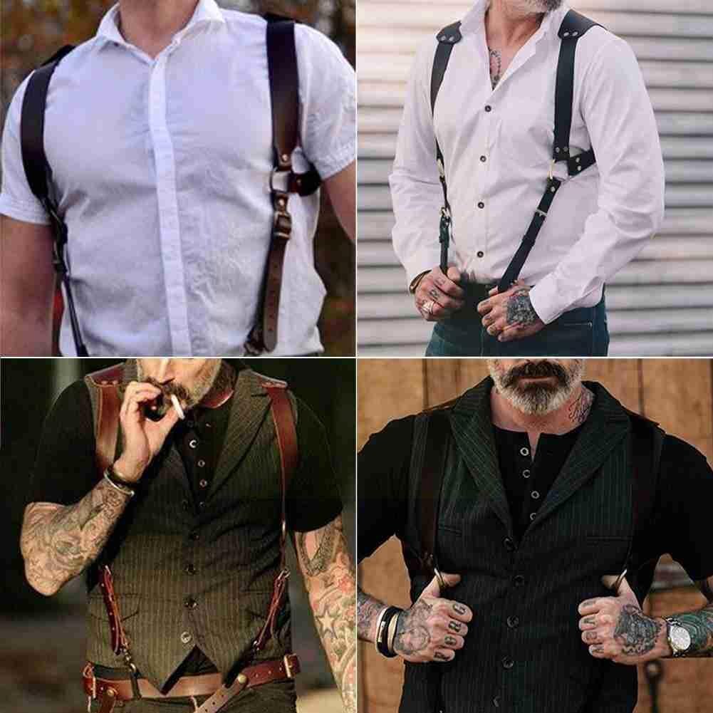 Bretelle Vintage en cuir pour hommes, style médiéval Renaissance, vêtements, accessoires d&#39;épaule, ceinture, harnais de poitrine, Punk J9R7