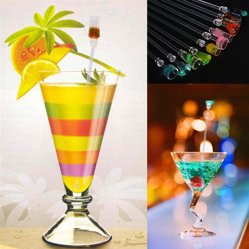 5 st akrylcocktailswizzle sticks mixerstavar bar cocktail muddler drink mixer omrörningsstavar (slumpmässig färg och stil)