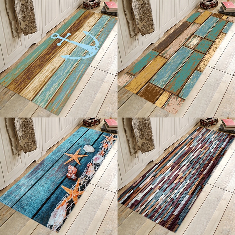 Tapis de sol de cuisine en Grain de bois ancre | Tapis de sol de porte, tapis antidérapant pour salon, couloir chambre à coucher, salle de bain, tapis de sol