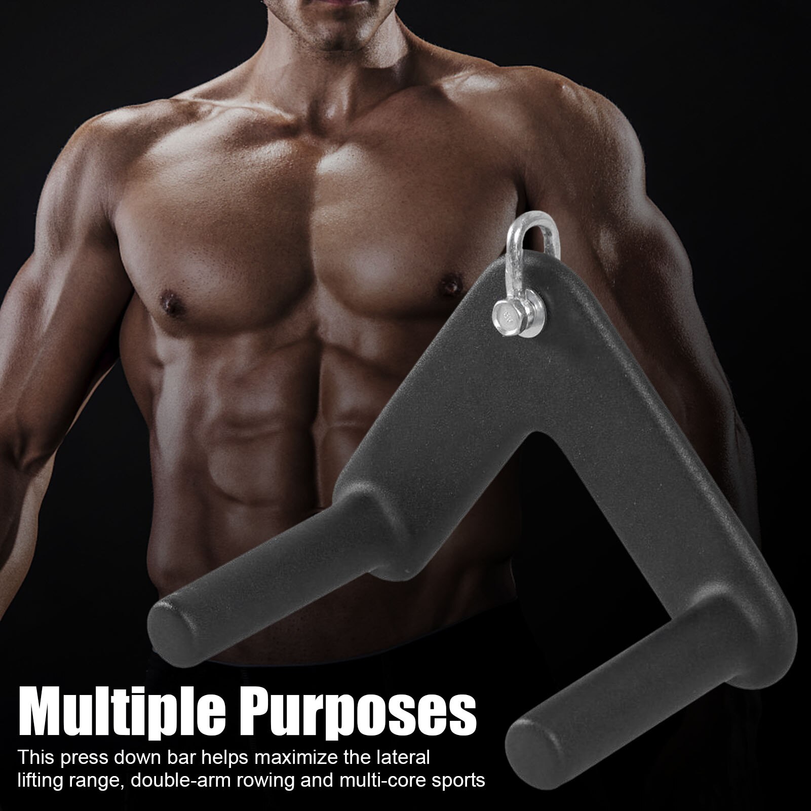 V Shaped Press Down Bar Multi Gym Weight Lifting Workout V-Bar 360 Rotating Rowing Machine Bar Pully Cable Machine Attachment