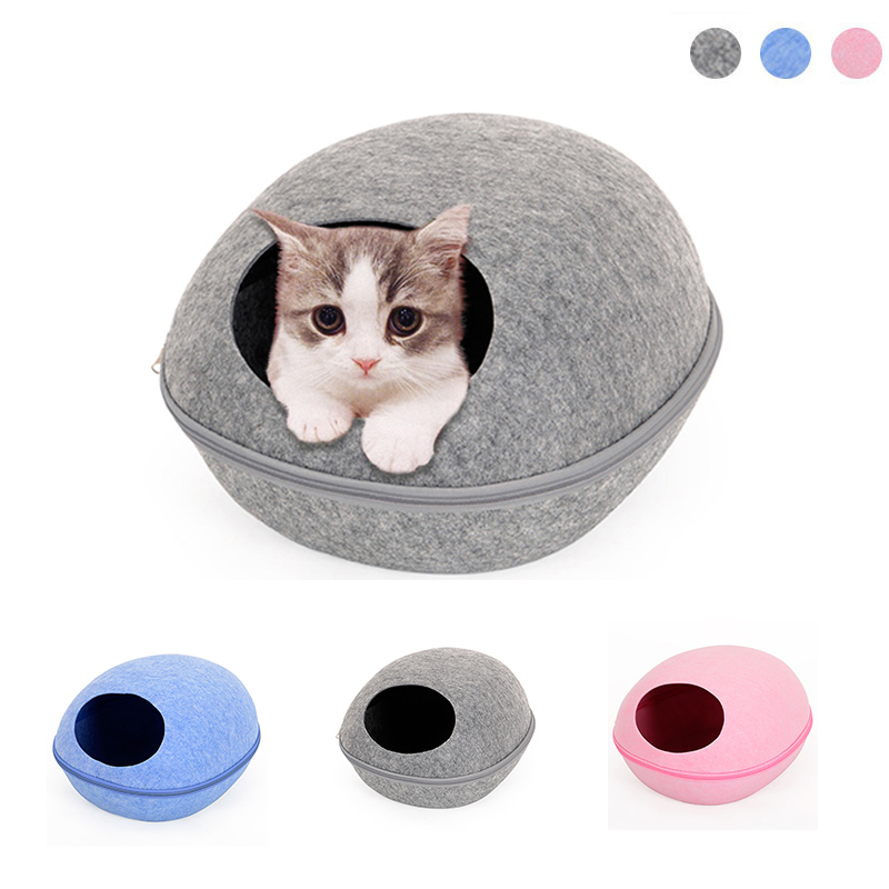 Cat Bed Pet Cave Slaapzak Rits Eivorm Kat Kennel Vilt Doek Mand Kitten