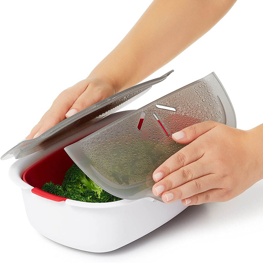 Tastless Microwave Steamer Removble Microwavable Food Cooker Home Kitchen Food Container