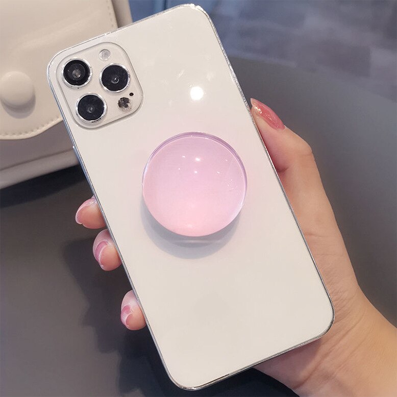 Crystal Finger Grip Holder Stands For Phone Universal Flexible Fold Bracket Expansion Cellphone Stand Socket Lazy Korea Popular: Pink