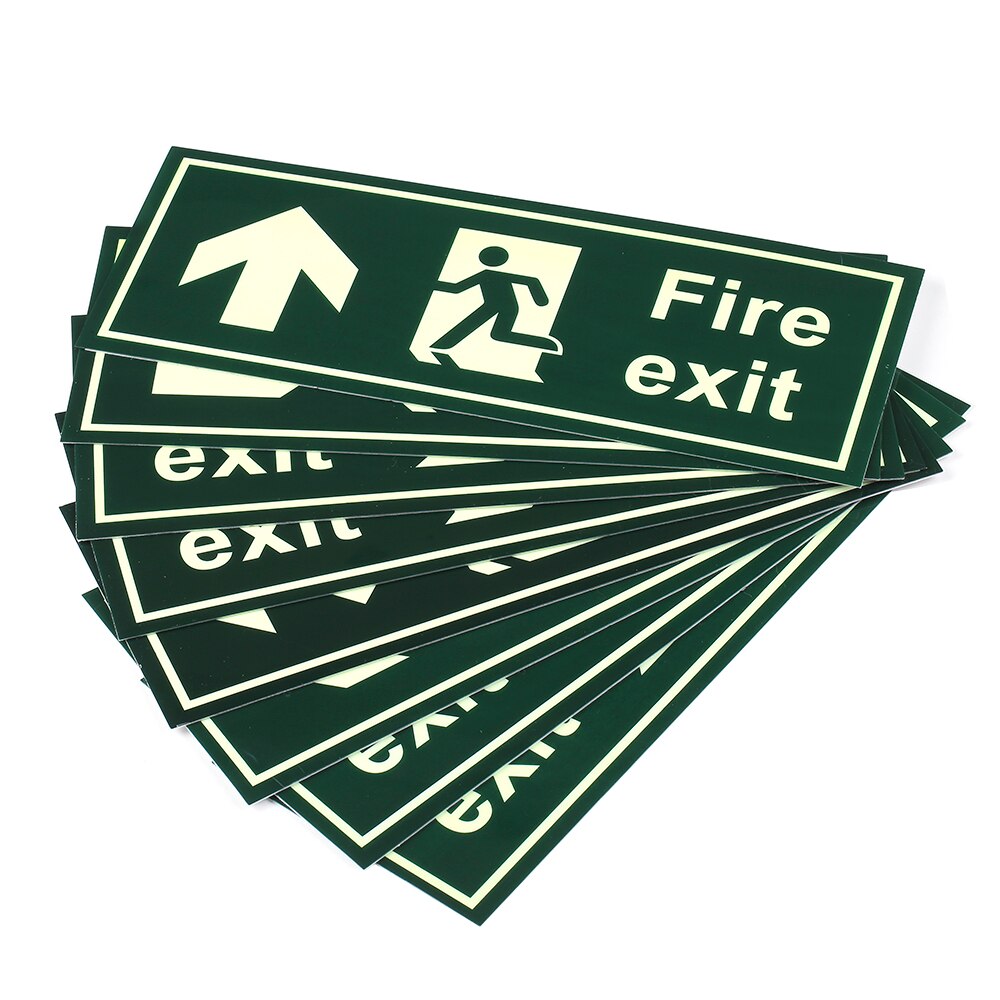 Fire Safety Exit Sign Warning Guidance Signage Luminous Glow In Dark Sticker for Stairway Hallway Hotel Basement Night Vision
