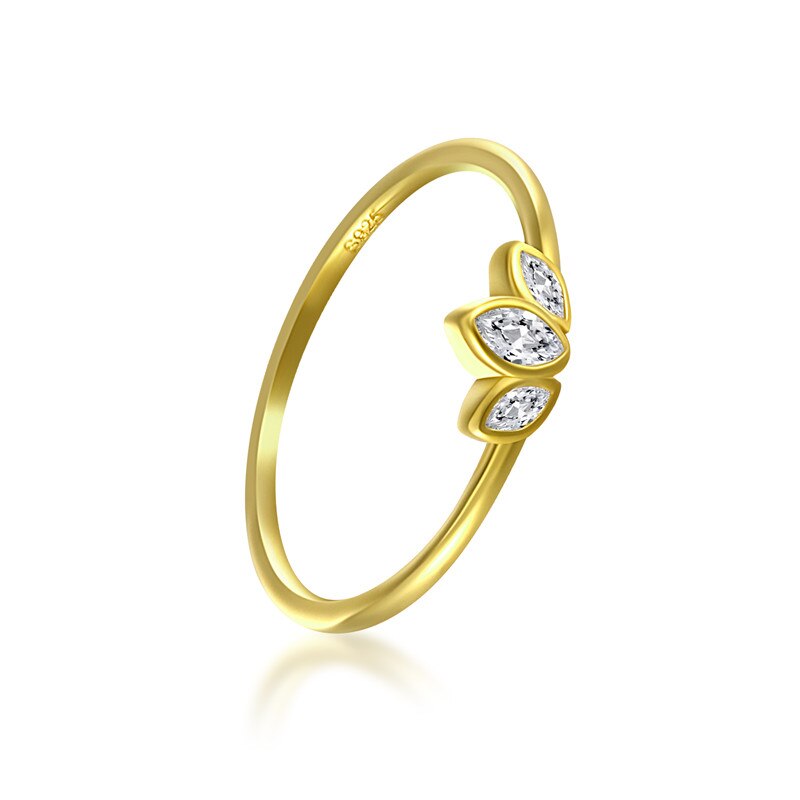 Anillo joya Plata fina minimalista de lujo 925, anillos para dedo para niñas y mujeres, Anillo de compromiso para aniversario, para: 6 / Gold