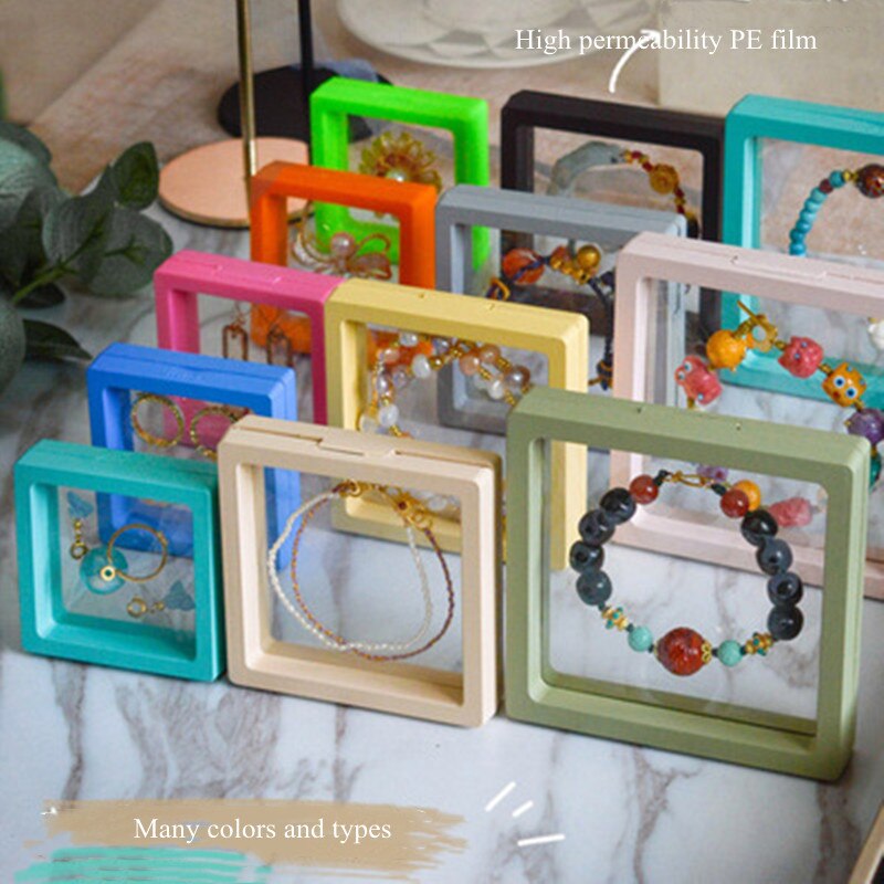 Picture Frame Jewelry Bracelet Packaging Box Colorful 3D Floating Shadow Display Film Suspensiony Storage Transparent Box