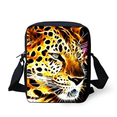 Men Messenger Bag 3D Animal Leopard Head Mini Crossbody Bag Kids Travel Bags Boys Children Small Handbag Mochila Bolsas: C3963E