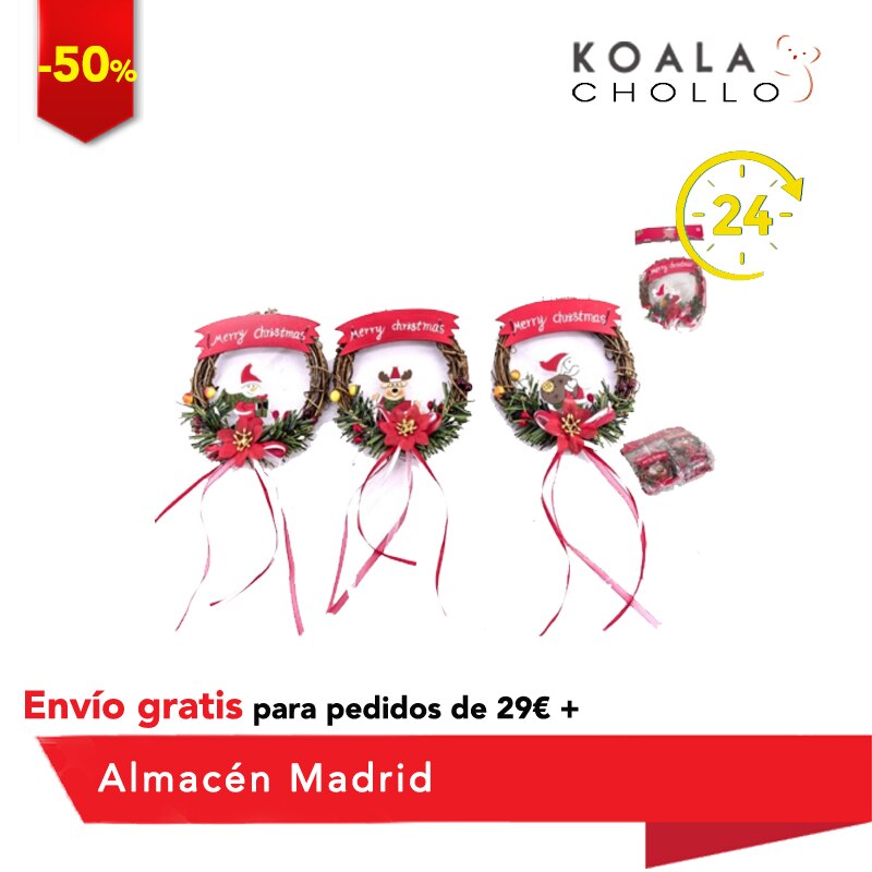 Aro Puerta Navidad Con Lazo Y Cinta Decoración Adorno Puerta Navidad Envio Plaza
