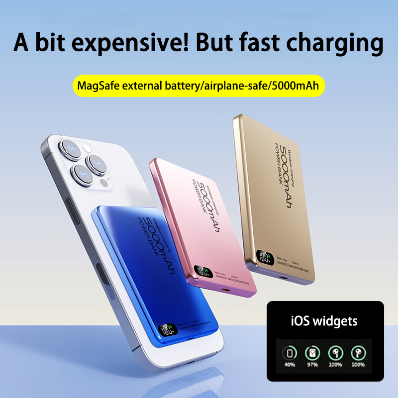 Originale powerbank aus aluminiumlegierung, ersatzakku für iphone 16, 15, 14, 13, 12, kabelloses schnellladegerät, magnetische powerbank mit magsafe-anschluss