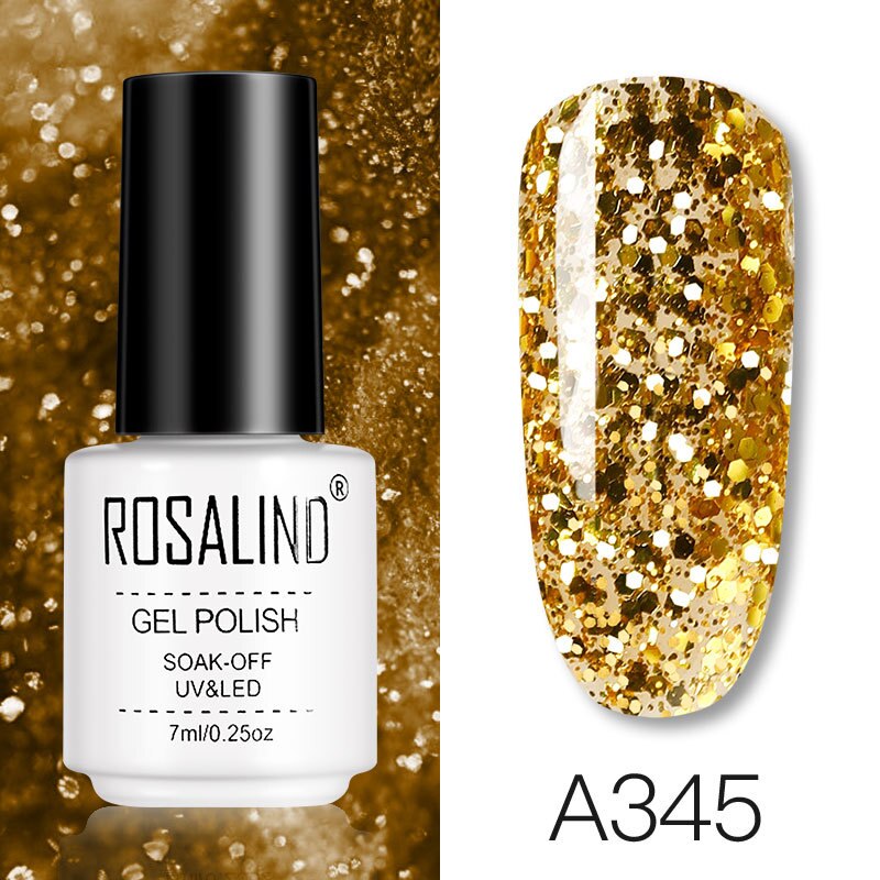 Nagellak Uv & Led Gel Polish Soak Off Nail Art Glitter Goud Kleur Nagellak Vrouwen Nail Beauty Gouden Uv gel Lak: 345