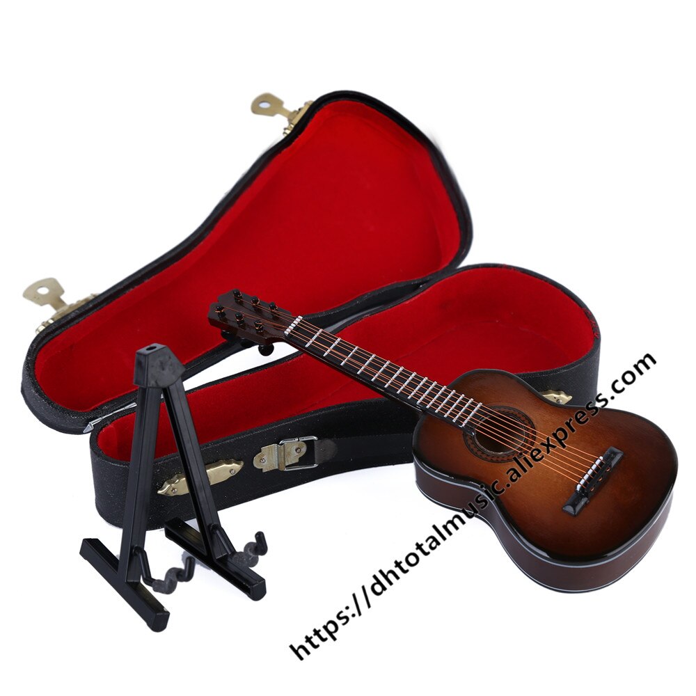 Mini Classic Guitar With Support Miniature Wooden Musical Instruments Collection Decorative Ornaments Model Decoration