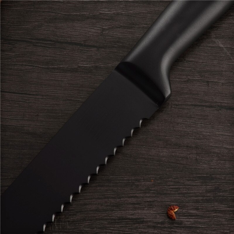 6pcs Stainless Steel Kitchen Chef Black Knives Set Chef Slicing Santoku Utility Paring Knives Meat Fruit Kitchen Accessories