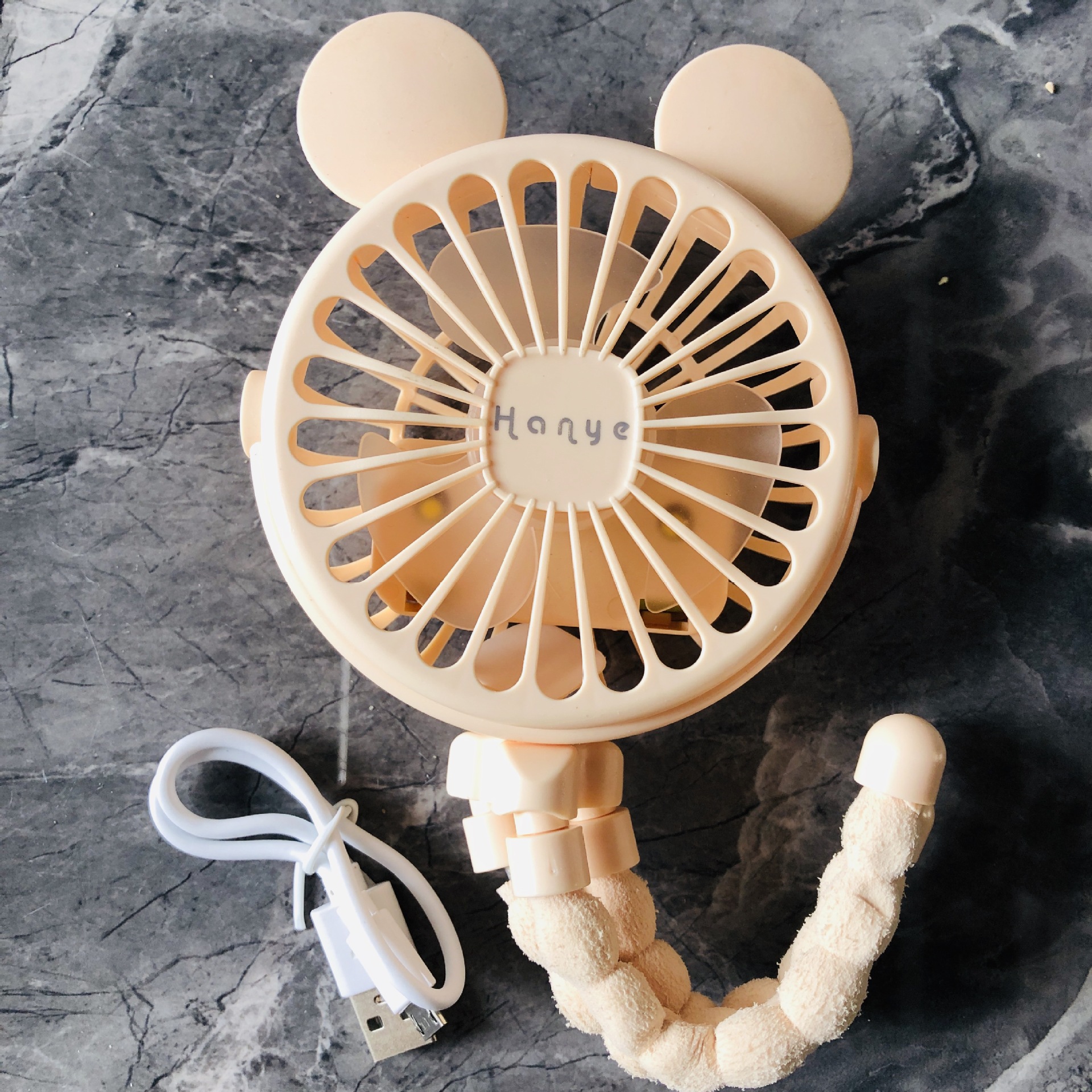 Stroller fan, stroller fan, portable outdoor fan, clip-on baby fan , 600 mah usb rechargeable handheld home electric fan, 3- speeds, summer: Brown
