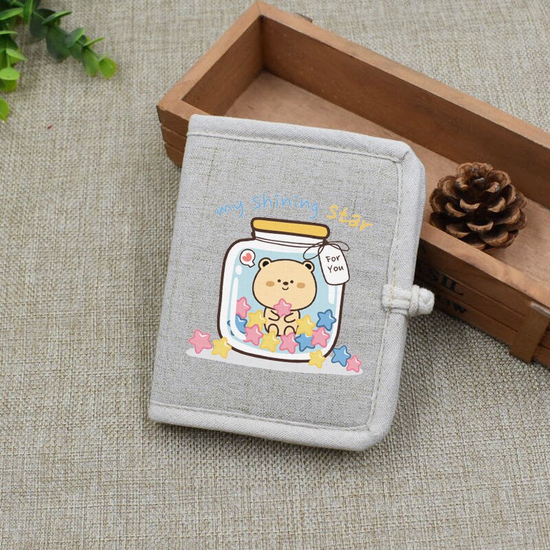 Cartoon Cute Corgi Dog Printing Short Wallet Chinese Style Linen Handmade Women's Wallets Kawaii Purse for Girls: 2