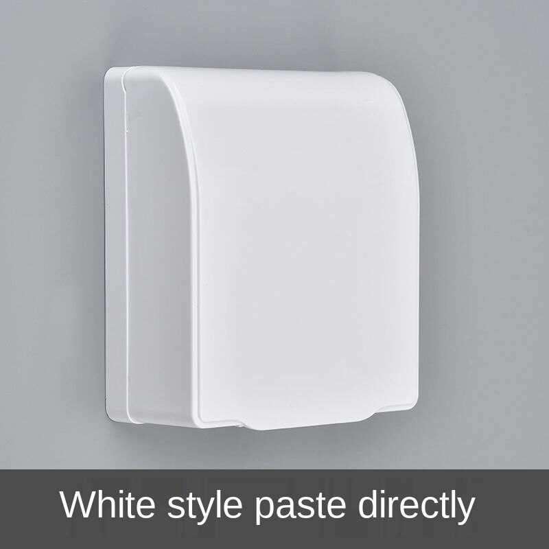 Double Socket Waterproof Box Bathroom Toilet Two Position Switch Protective Cover Safety Anti Mistouch Switch Plate Covers Paste: white