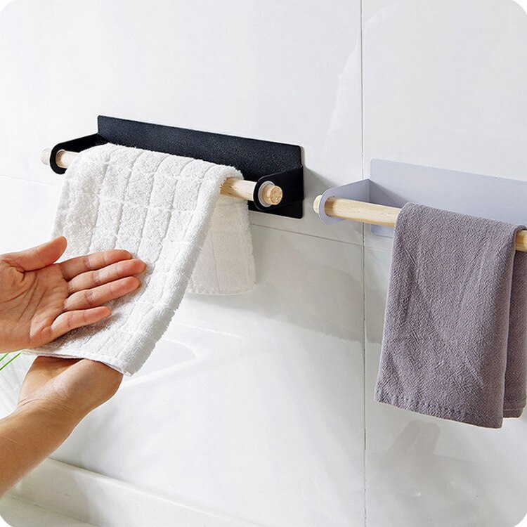 Toallero de hierro forjado adhesivo, barra de toalla montada en la pared sin perforaciones, toallero de cocina, soporte de papel