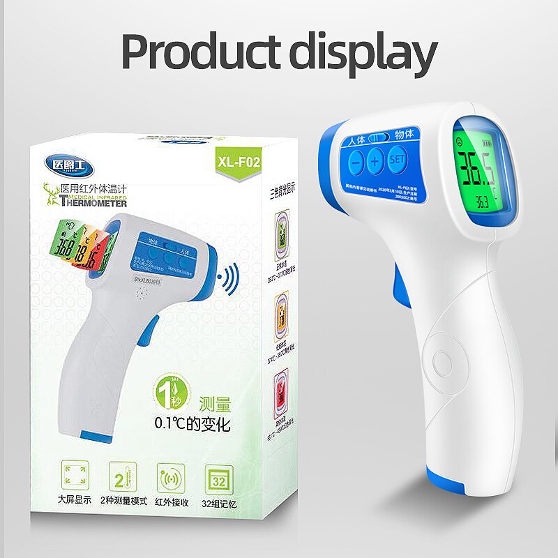 Infrarødt termometer berøringsfri måling pandetemperatur kropsmåler 3 farver baggrundsbelysning digital lcd til voksen baby: Yjs -001