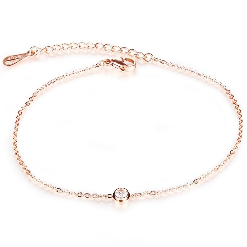Mnwt Rvs Enkelbanden Voor Vrouwen Zirconia Vrouw Enkelband Casual/Sportief Rose Goud Kleur Dame Sieraden: Default Title