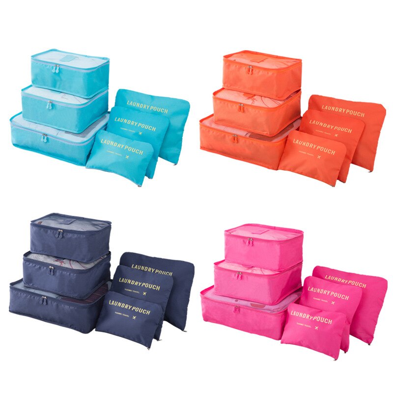 6 PCS Travel Storage Bag Set For Clothes Tidy Organizer Wardrobe Suitcase Pouch Travel Organizer Bag Case Shoes Packing Cube Bag