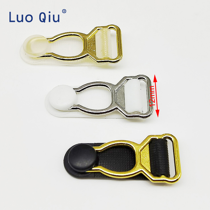 Luo Qiu 12mm Metalen + tranparent PP 10 stks/partij vernikkeld legering jarretel clip jarretellegordel clip