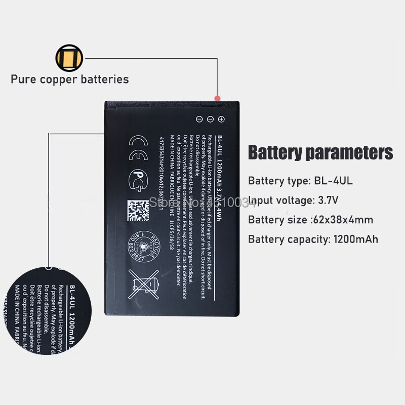 Wysokiej jakości 1200mAh BL 4UL BL-4UL baterii dla Nokia Lumia 225 330 RM-1172 RM-1011 RM-1126 baterii BL4UL