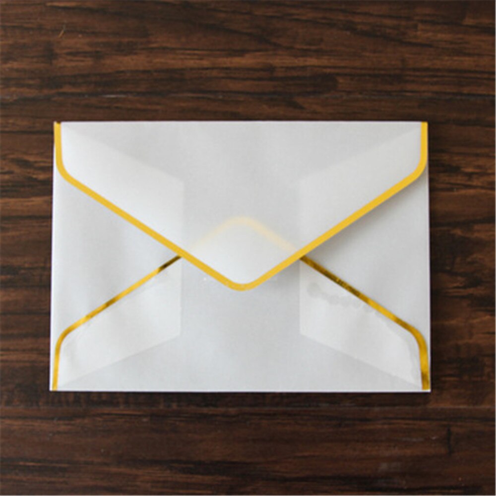 2 uds Semi-transparente de papel de ácido sulfúrico sobres dorado Tarjeta de invitación del banquete de boda Vintage cubierta para de embalaje de tarjeta postal: gold