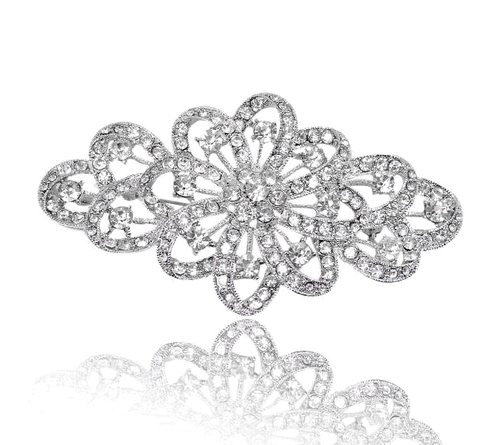 3.8 Inch Rhinestone Crystal Diamante Large Brooches Bridesmaid Jewelry Accessory