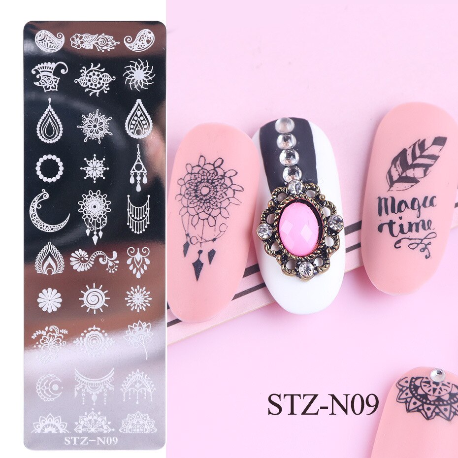 Butterfly Daisy Nail Stamping Plates Abstract People Face Image Stamp Templates French Nail Flower Lines Transfer Stencil KUI2.4: N09