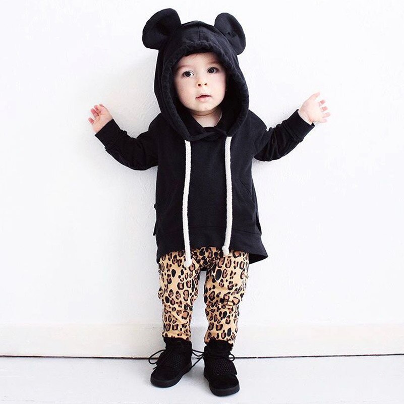 T-Shirt manches longues | Décontracté et décontracté, pour enfants et bébés filles, avec capuche à oreilles d'ours et couverture en coton, automne