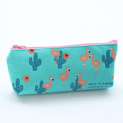 Kawaii dessin animé oiseau flamant rose Cactus toile crayon sac papeterie rangement organisateur sac fournitures scolaires étudiant prix: B