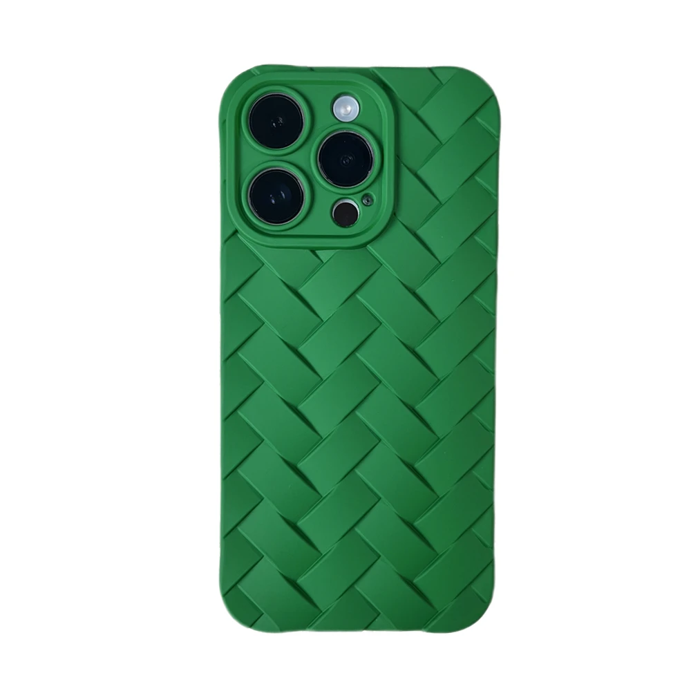 Funda suave de TPU con patrón tejido multicolor para iPhone 15, 14, 13, 12, 11 Pro Max, 14, 15 Plus, funda protectora a prueba de golpes para teléfono: Para iphone11 (6,1 ") / Verde