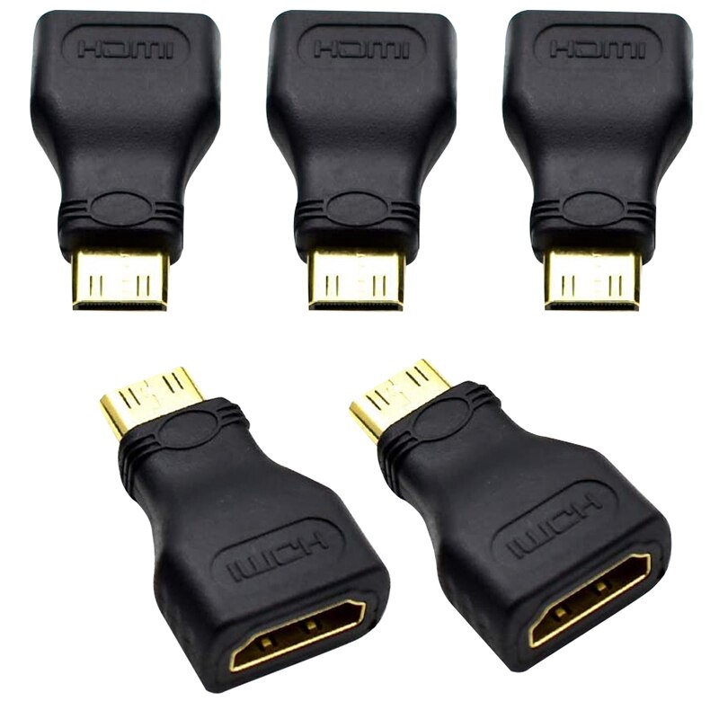 5 stk mini hdmi adapter gullbelagt 1080p hdm mini hann hdmi til hdmi kvinnelig utvidelses adapter omformer støtte projektor: misligholde tittel
