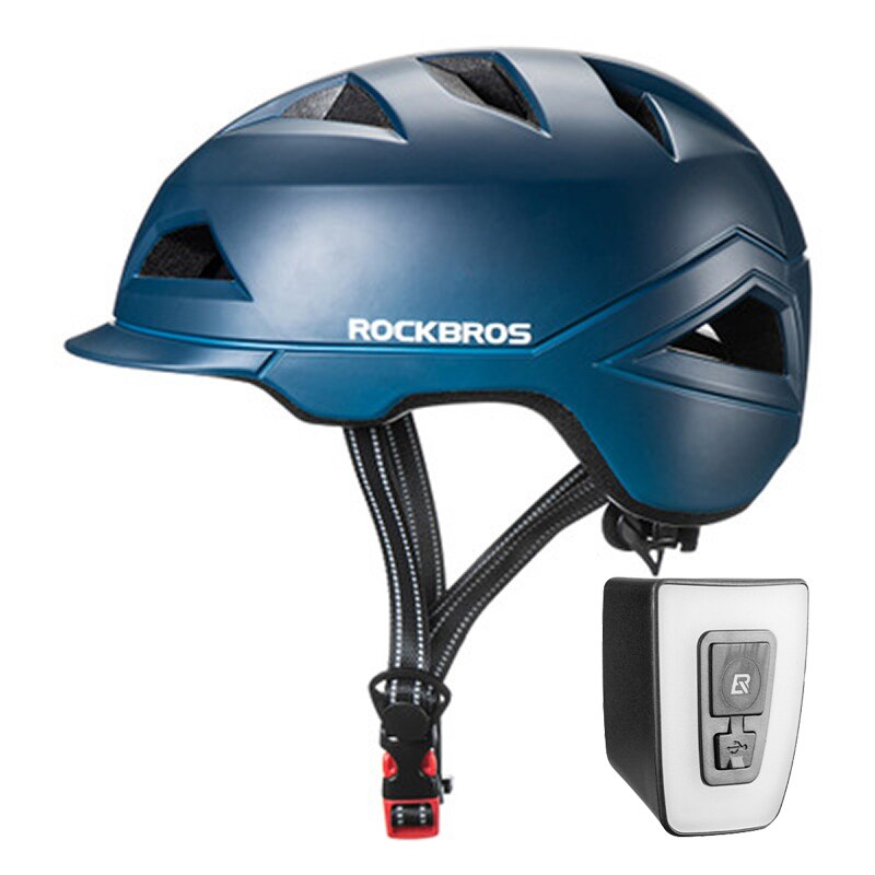 Rockbros Ultralight Stad Fietshelm Mannen Vrouwen Integraal Gegoten Motocycle Elektrische Fiets Veiligheid Hoed Racefiets Fietshelm: BL and Taillight