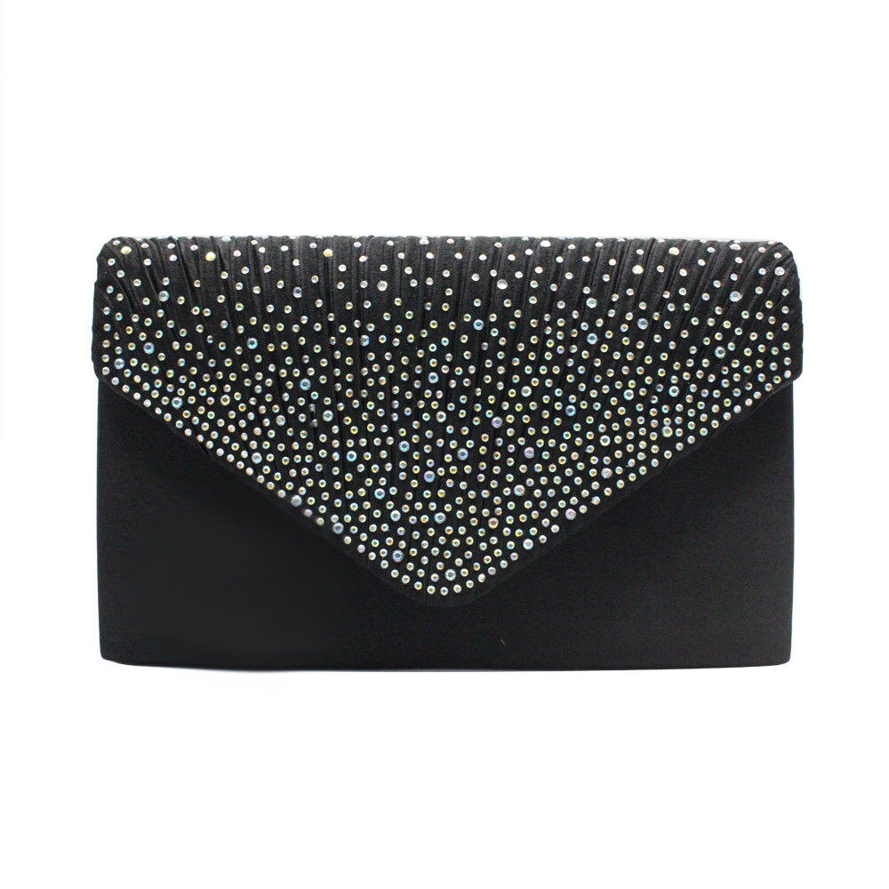 Mode Glanzende Vrouwen Clutch Bag Partij Bruiloft Envelop Handtas Draagbare Portemonnee: Black