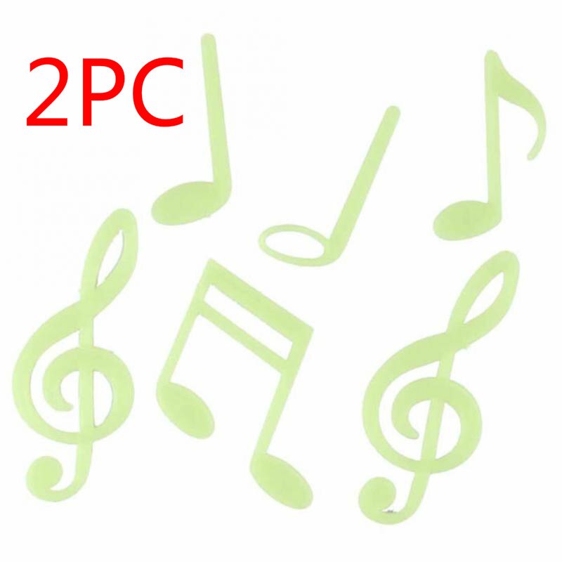 2PC Luminous Music Notes Wall Sticker Music Notes Wall Sticker Home Living Room Kitchen Bathroom Luminous Wall Stickers: Default Title