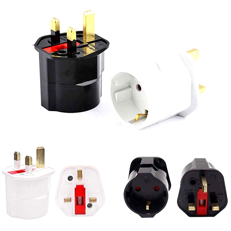1 pièces blanc noir 13A corée allemande France russie ue vers royaume-uni adaptateur de prise de courant prise fusible singapour malaisie convertisseur prise Type G