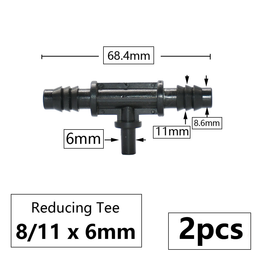 3/8" 8mm Gartenschlauchanschluss 8/11 bis 4/7 3/5mm Schlauchreduzierer Wassersplitter T-Stück Ellenbogendstopfen Tropfbewässerungssystem passend zu