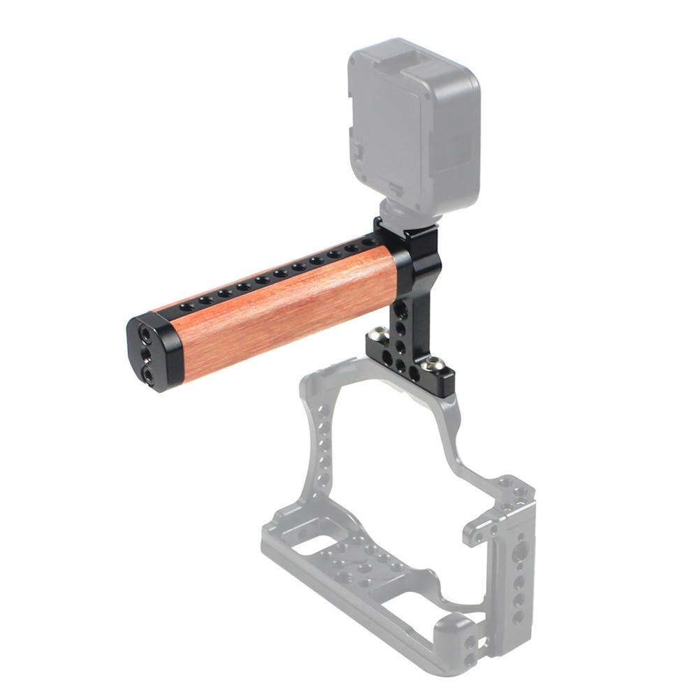 Poignée en bois pour appareil photo, pour GH5 5DMARK III SLR, Cage en bois, poignée supérieure avec support de chaussure froide, adaptateur de vis 1/4 "3/8"