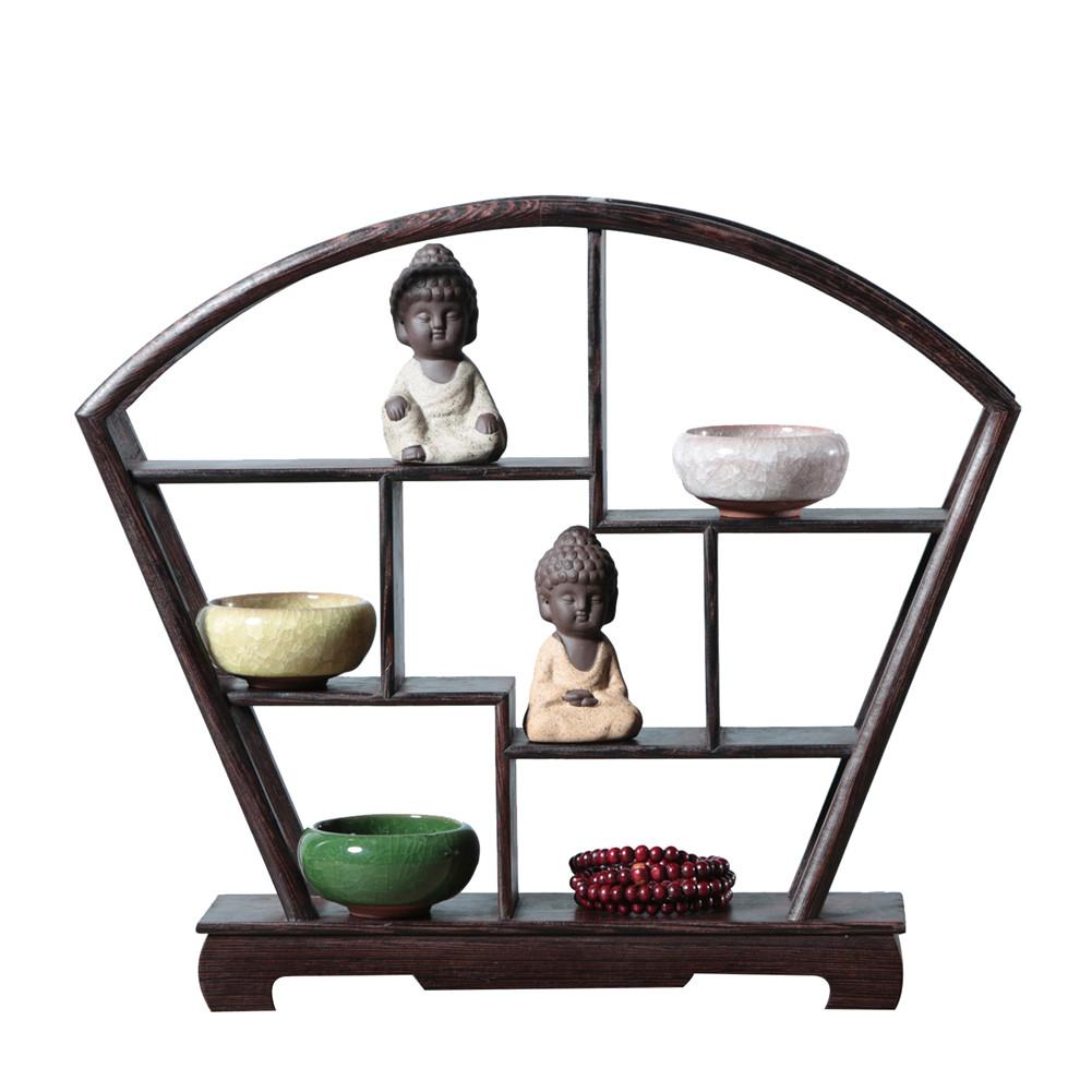 Delicate Solid Wood Antique Display Frame Wooden Display Shelf Chinese Style Door Frame Made Antique Shelf: 02